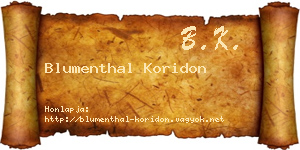 Blumenthal Koridon névjegykártya